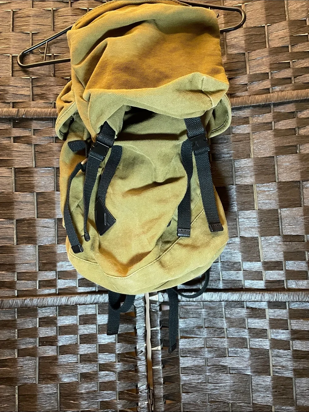 All-Son Military Style Mustard Yellow Canvas Backpack - Unisex
